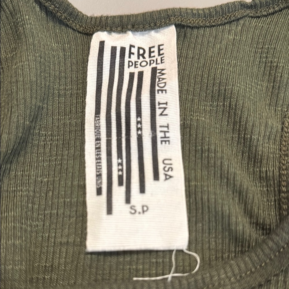 Olive Green Ribbed Tank Top - Picture 2 of 2